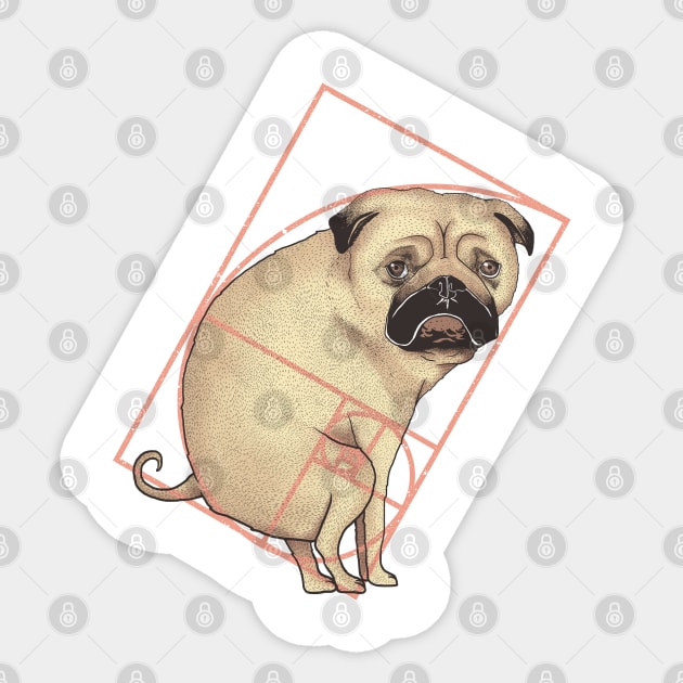 Fibonacci Pug Sticker by popcornpunk